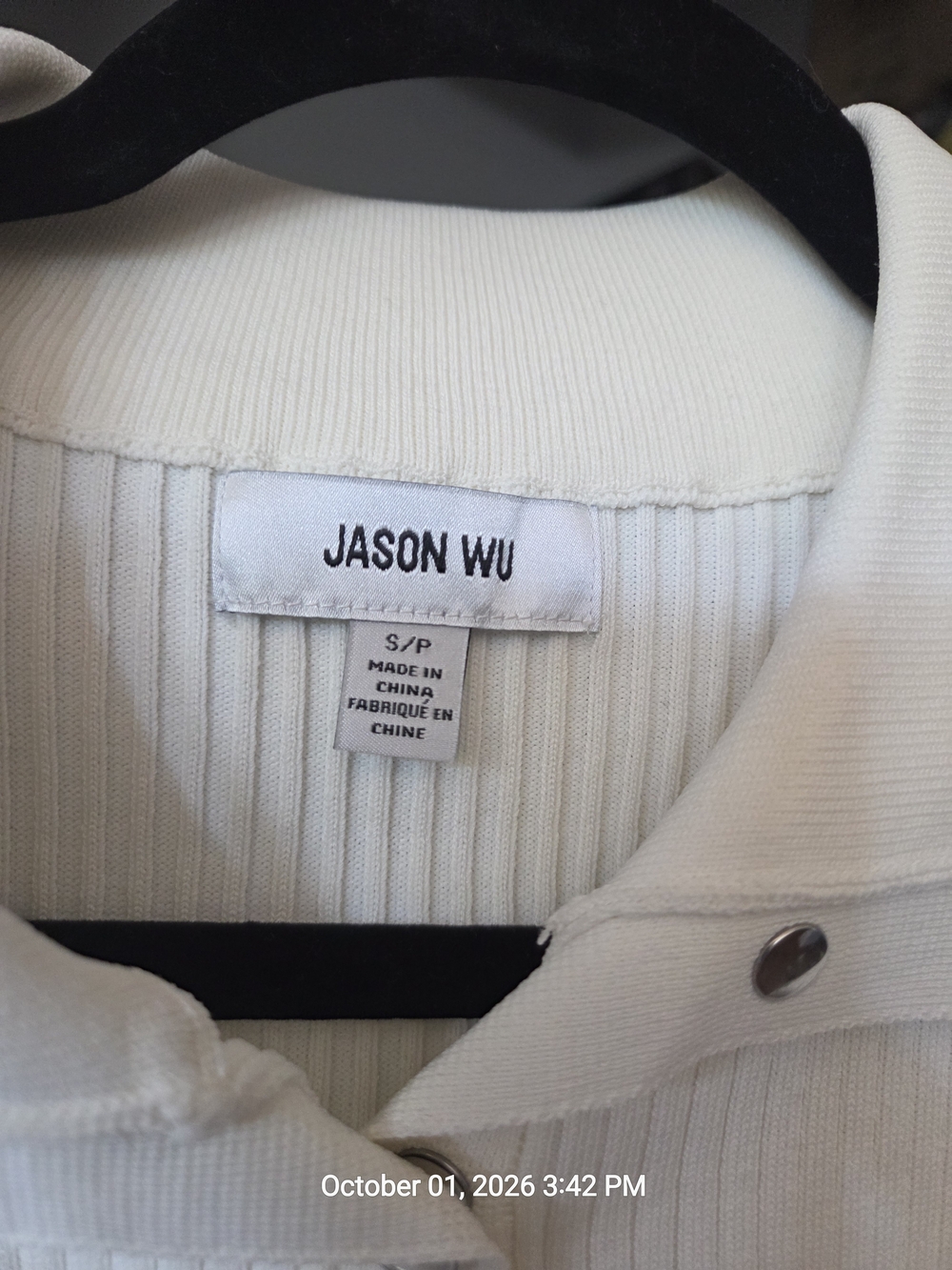 Jason Wu Cream Knitted Ribbed Button-Front Jacket - Picture 4 of 5